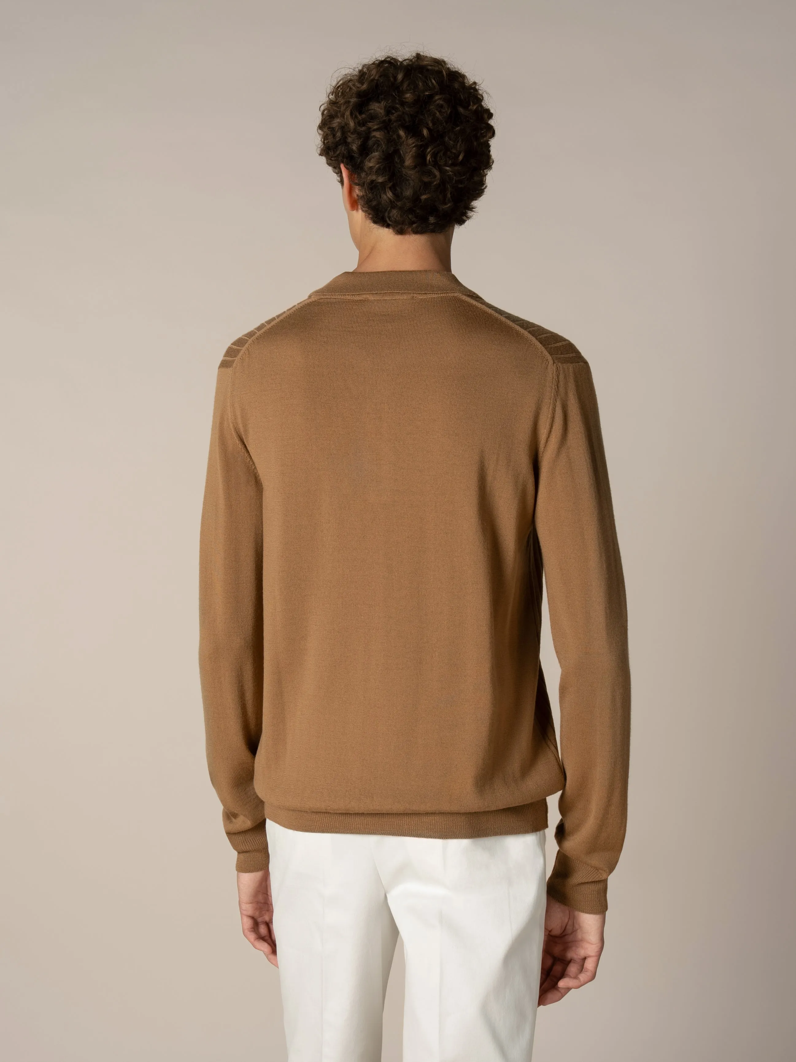 Ribbed Zipper Polo Caramel sold by Aurelien product image thumbnail 4