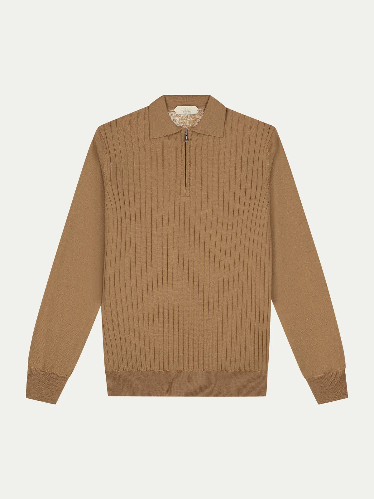 Ribbed Zipper Polo Caramel sold by Aurelien