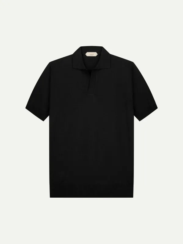 Shortsleeve Buttonless Polo Black made by Aurelien