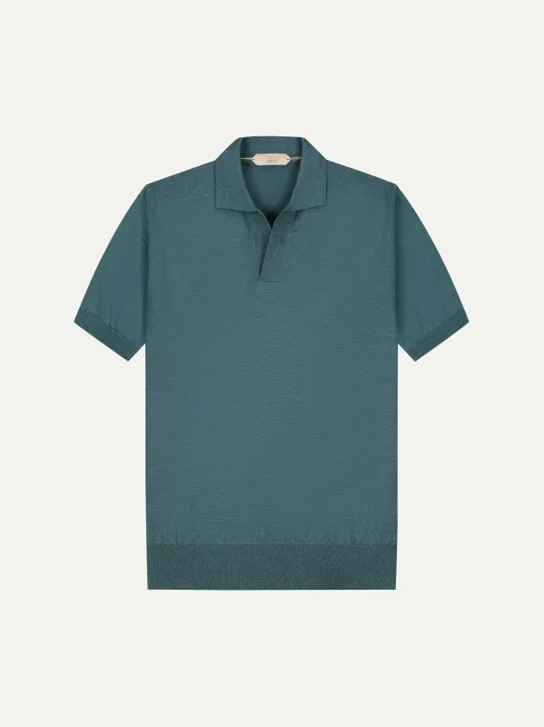 Shortsleeve Buttonless Polo Dark Aquamarine made by Aurelien