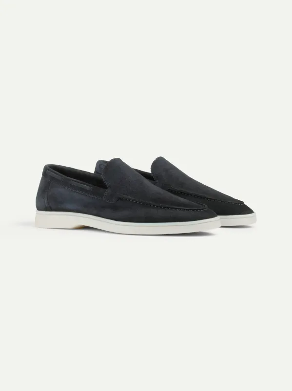 Lady Dark Blue Yacht Loafers made by Aurelien