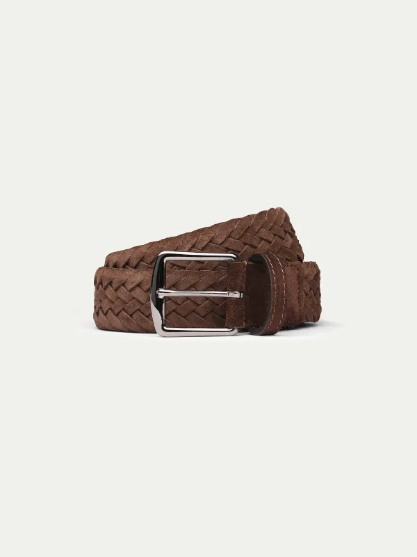 Chocolate Woven Suede Belt made by Aurelien
