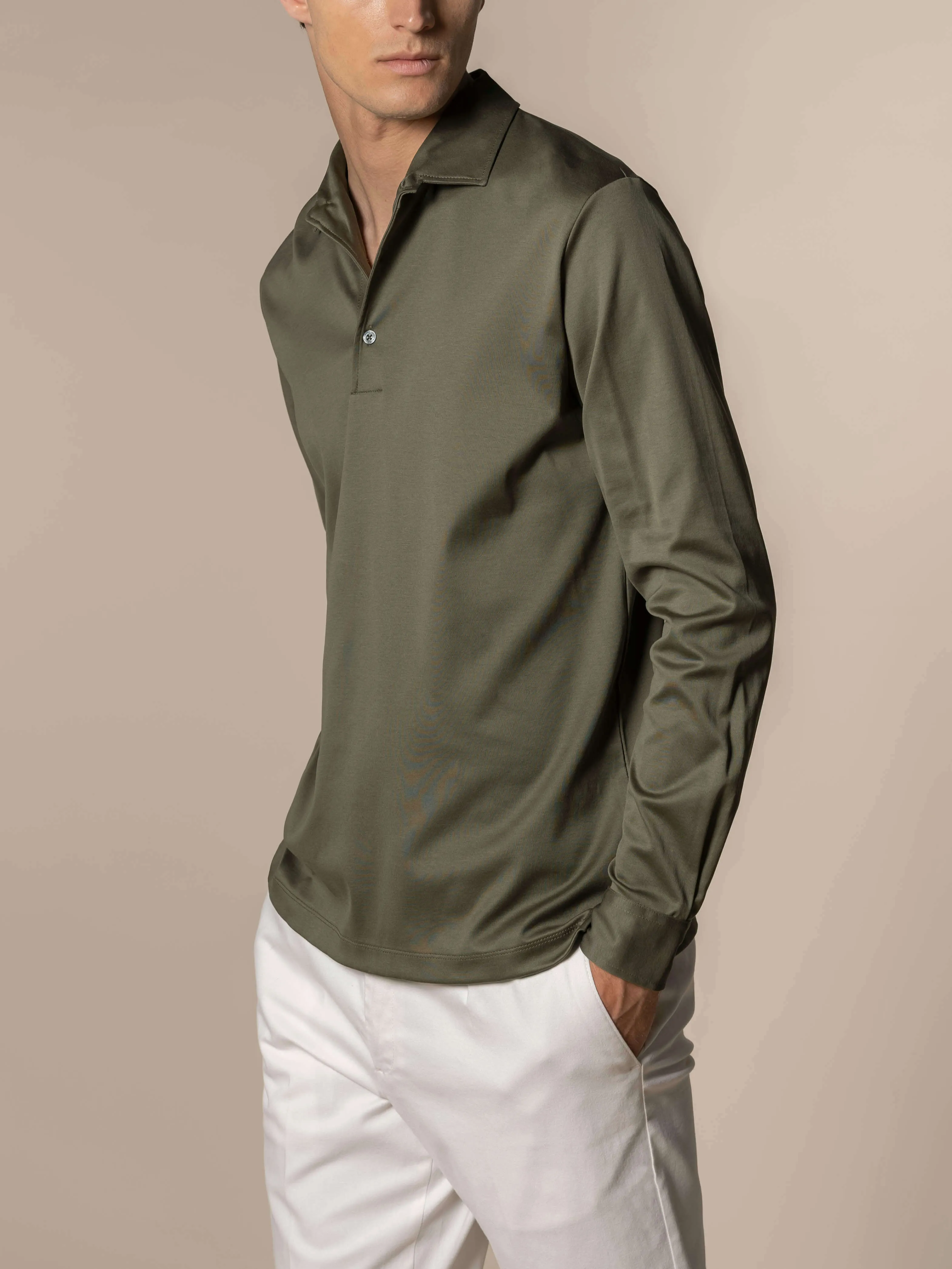 AUR1 Longsleeve Polo Olive sold by Aurelien product image thumbnail 2