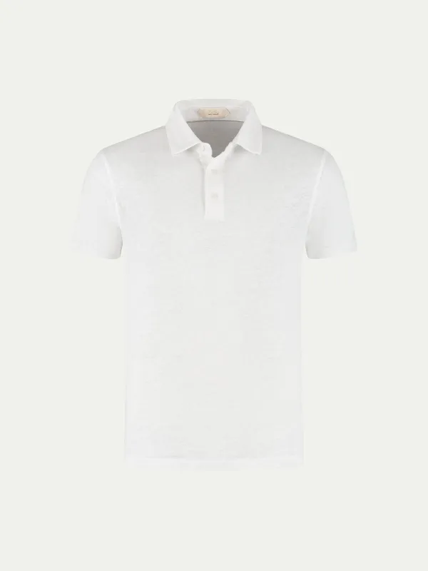White Linen Polo Shirt made by Aurelien