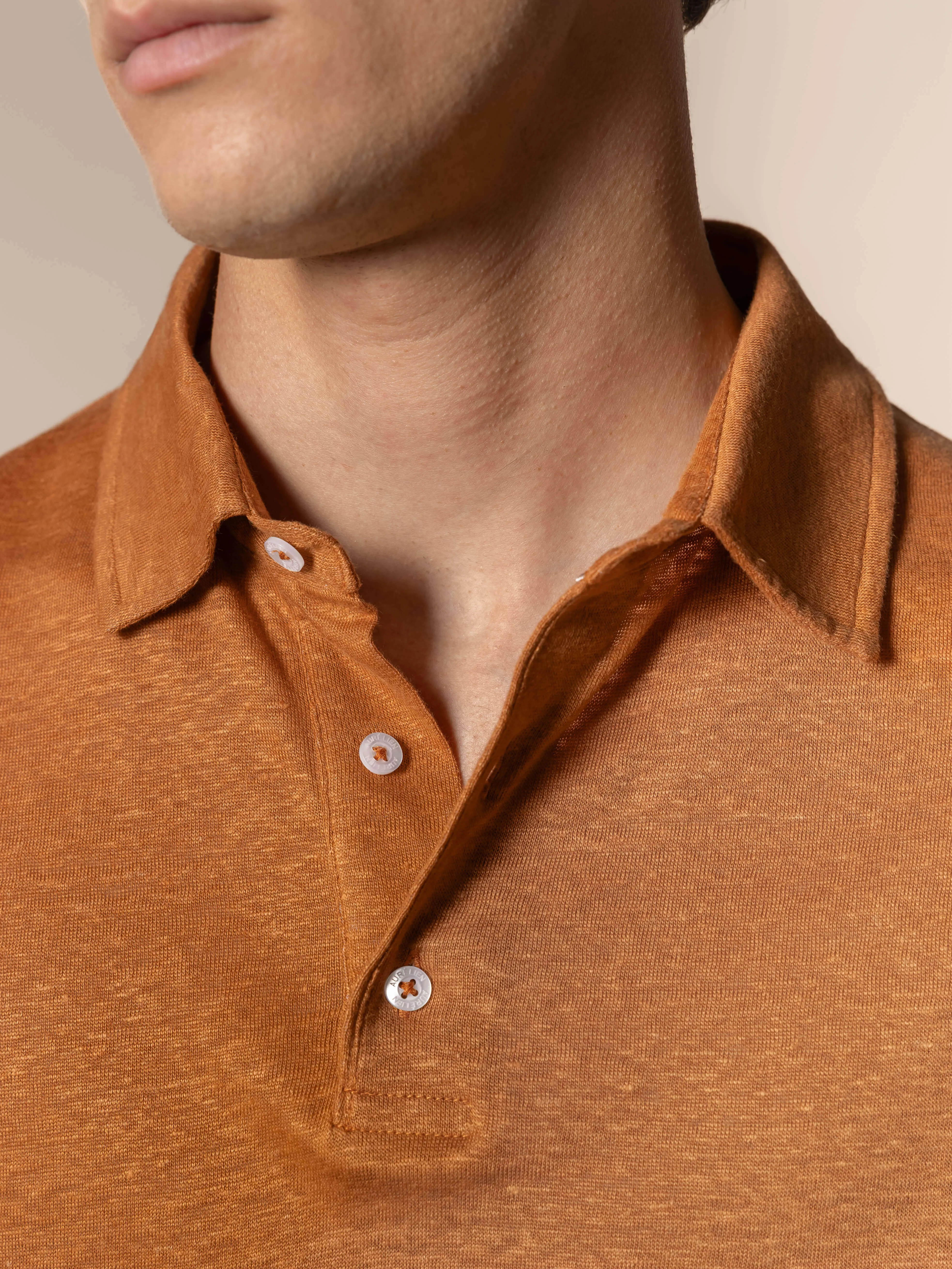 Rust Linen Polo Shirt sold by Aurelien product image thumbnail 3