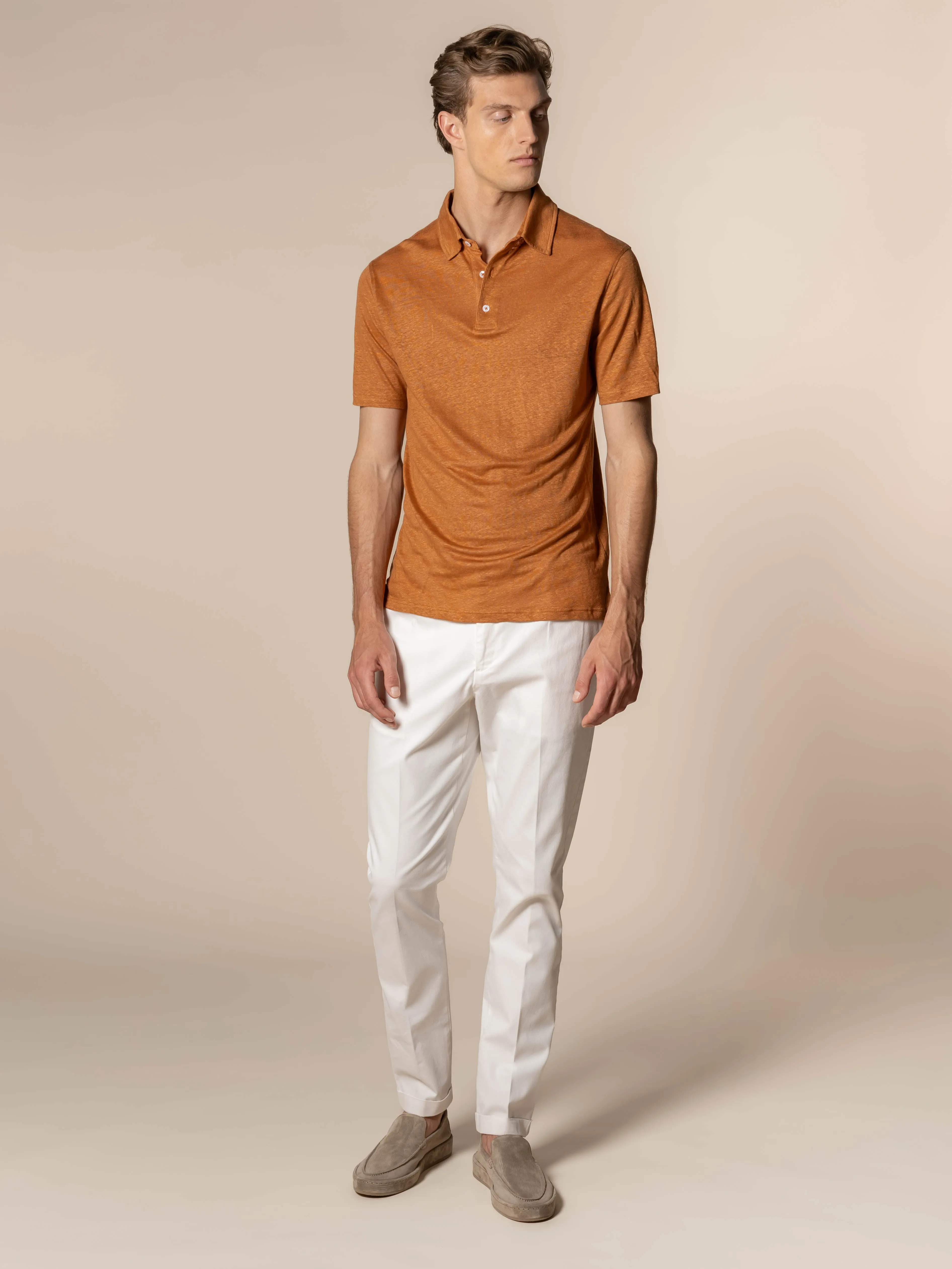 Rust Linen Polo Shirt sold by Aurelien product image thumbnail 5