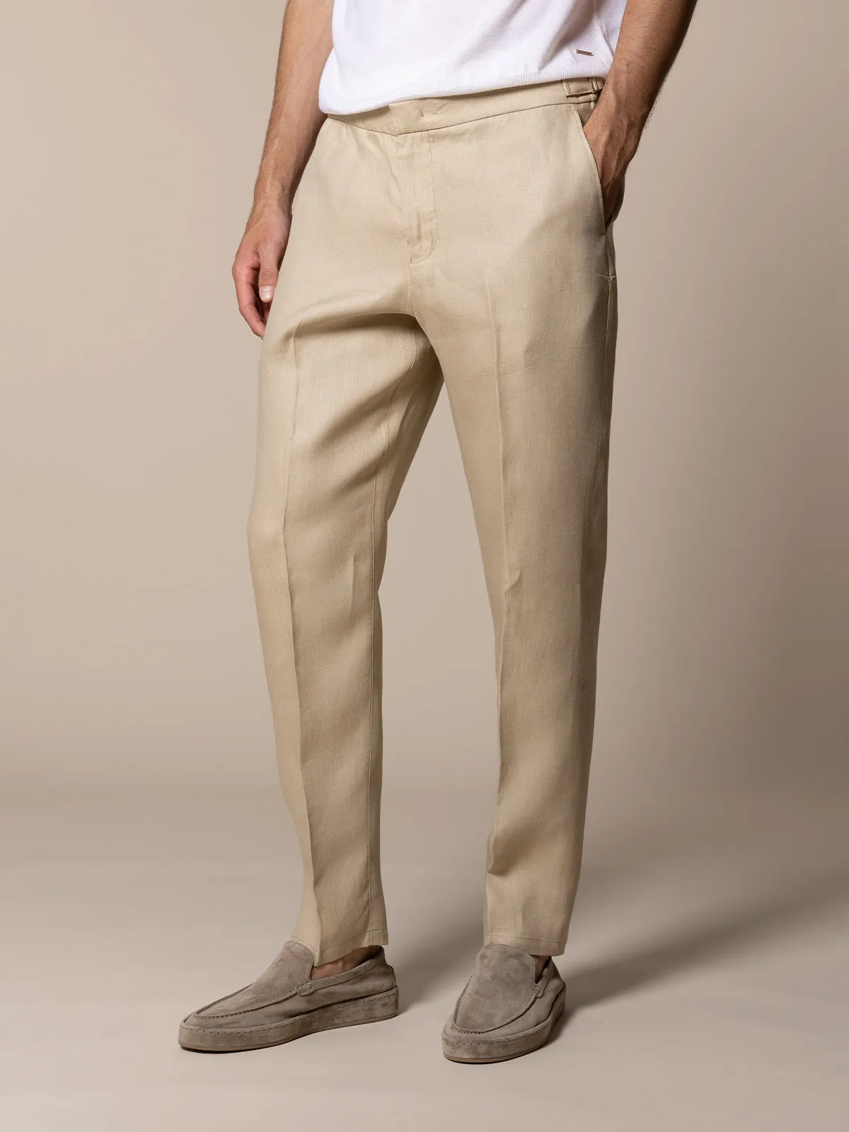 Beige Linen Soleil Trousers sold by Aurelien product image thumbnail 2