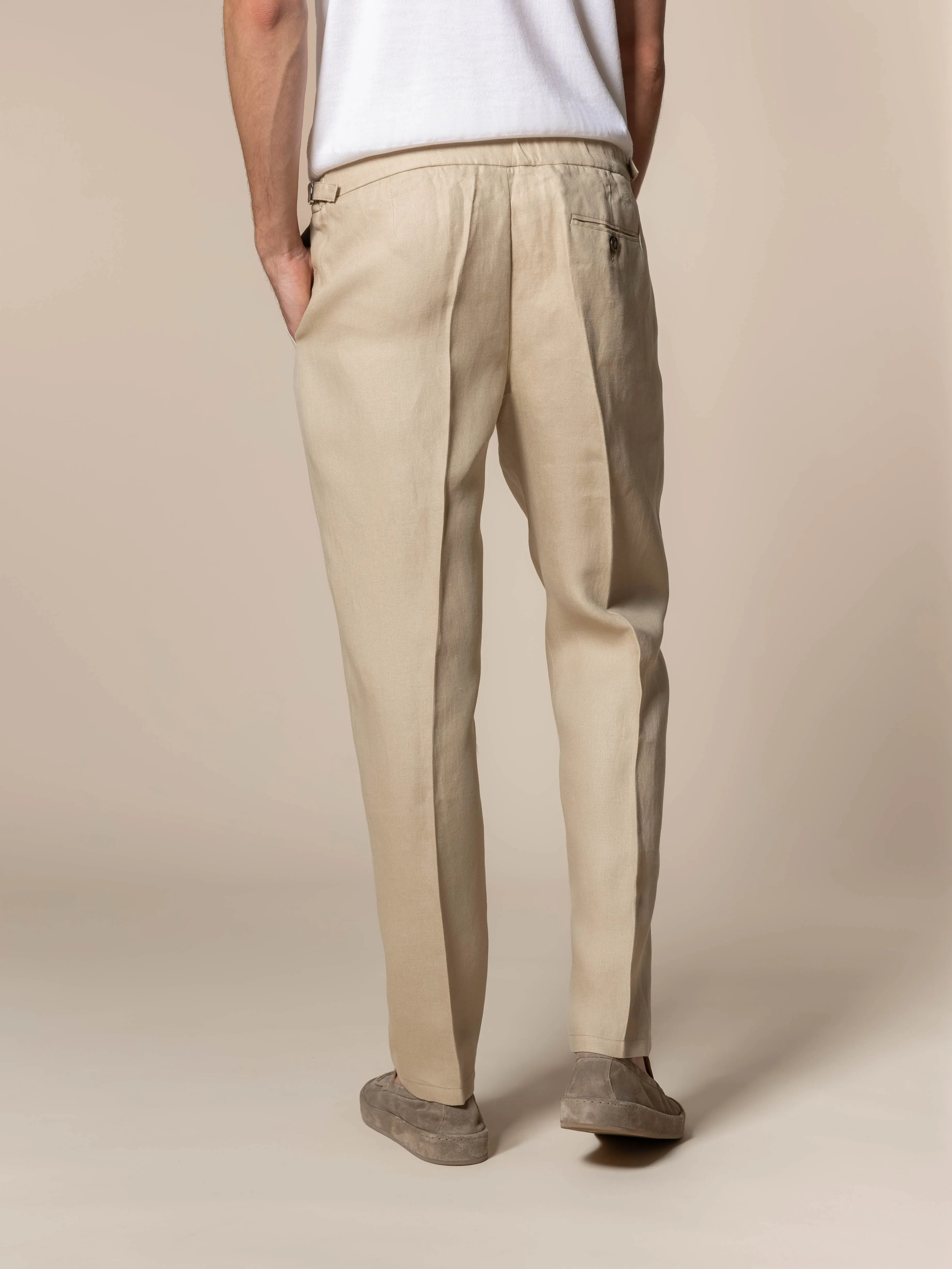 Beige Linen Soleil Trousers sold by Aurelien product image thumbnail 4