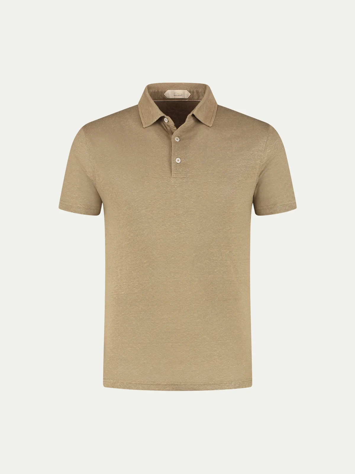 Dark Taupe Linen Polo Shirt sold by Aurelien