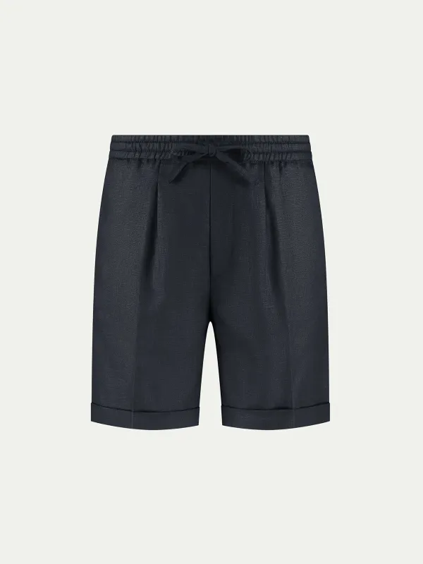Navy Linen Seaside Shorts made by Aurelien