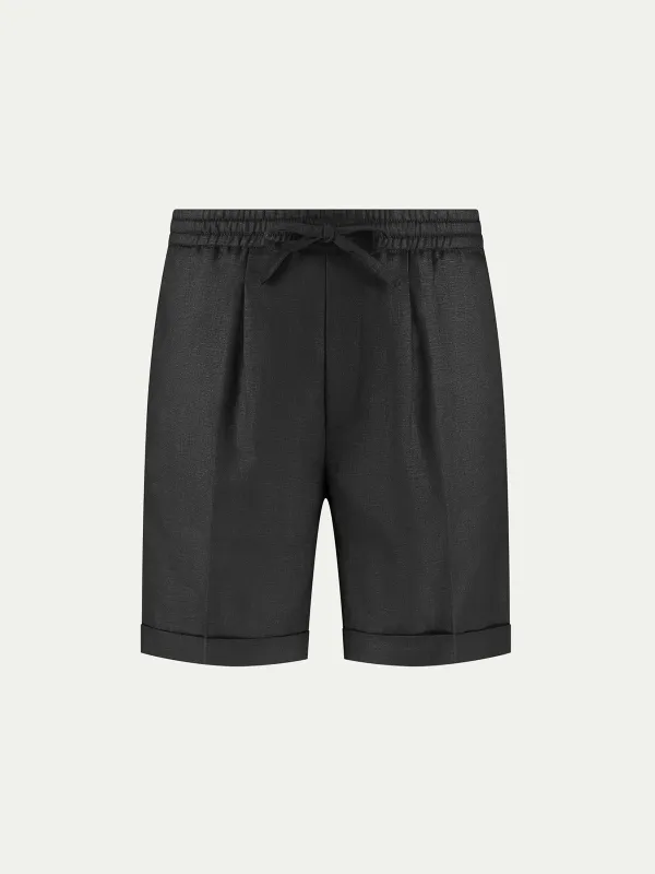 Black Linen Seaside Shorts made by Aurelien