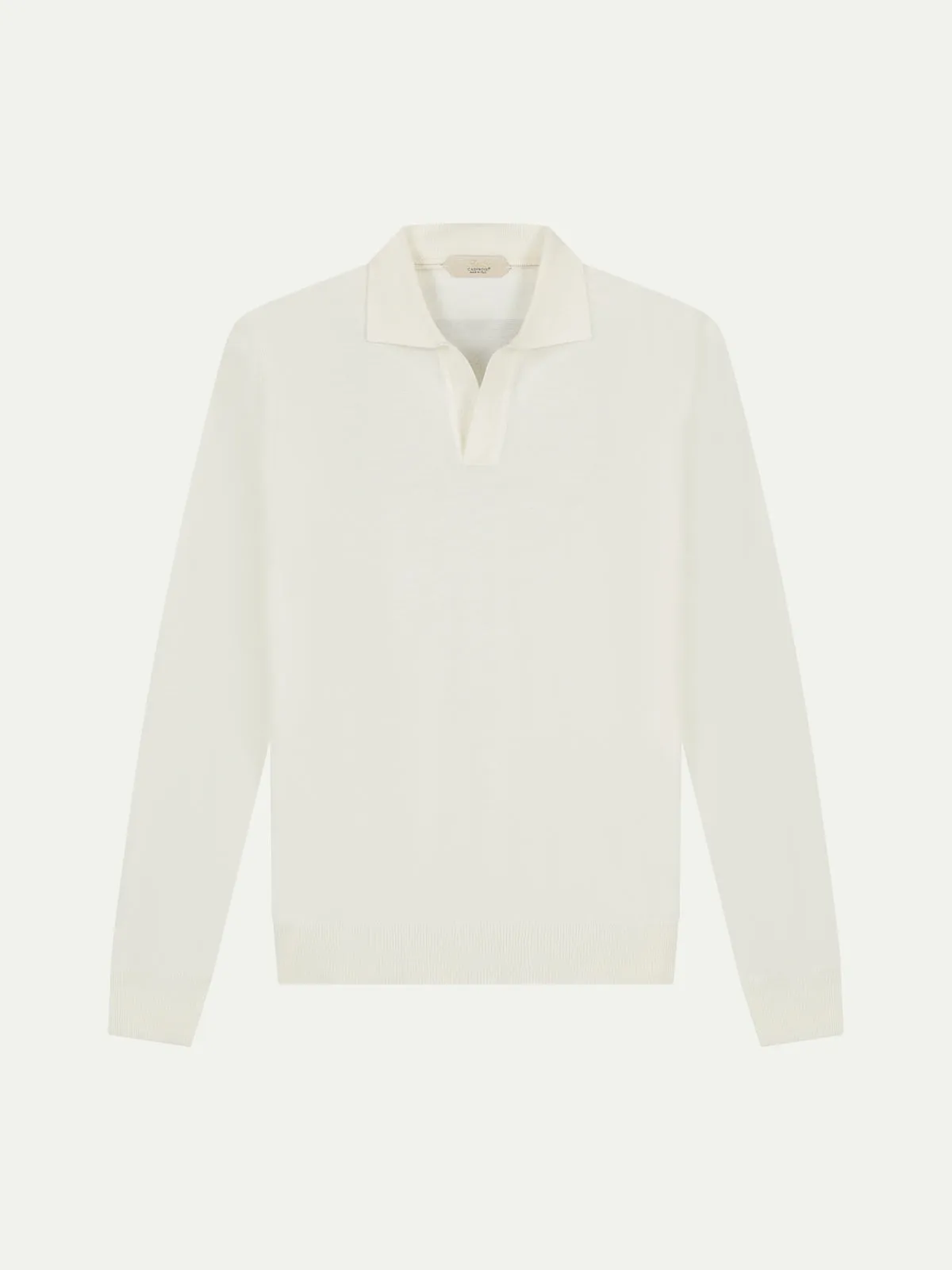 Extrafine Merino Buttonless Polo Ivory sold by Aurelien