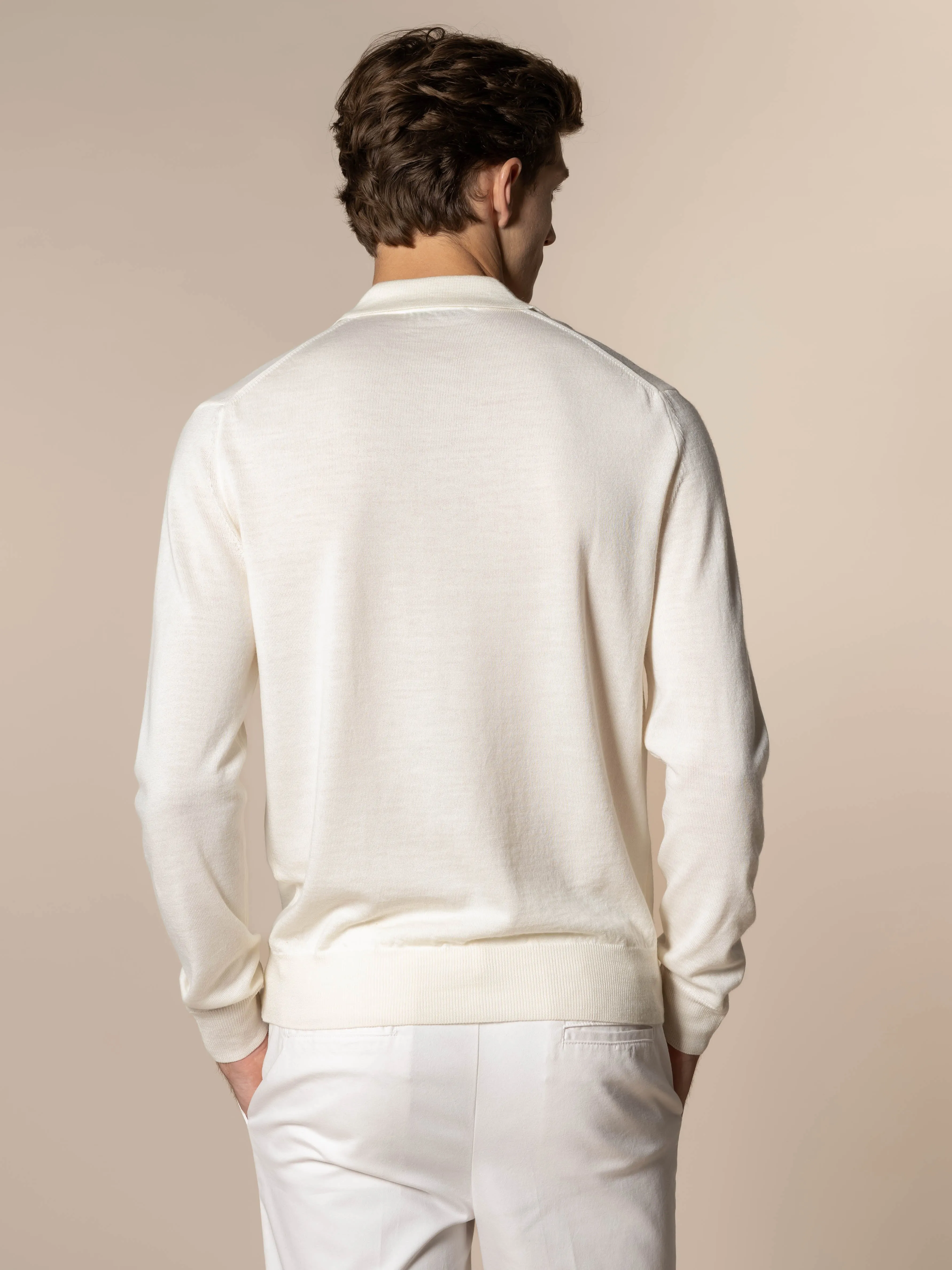 Extrafine Merino Buttonless Polo Ivory sold by Aurelien product image thumbnail 5