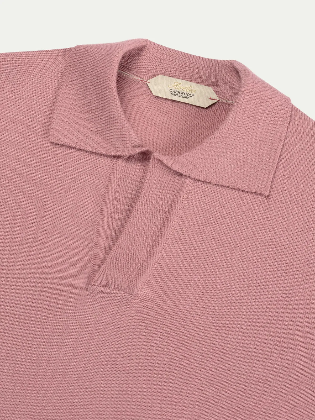 Extrafine Merino Buttonless Polo Dusty Pink sold by Aurelien product image thumbnail 4