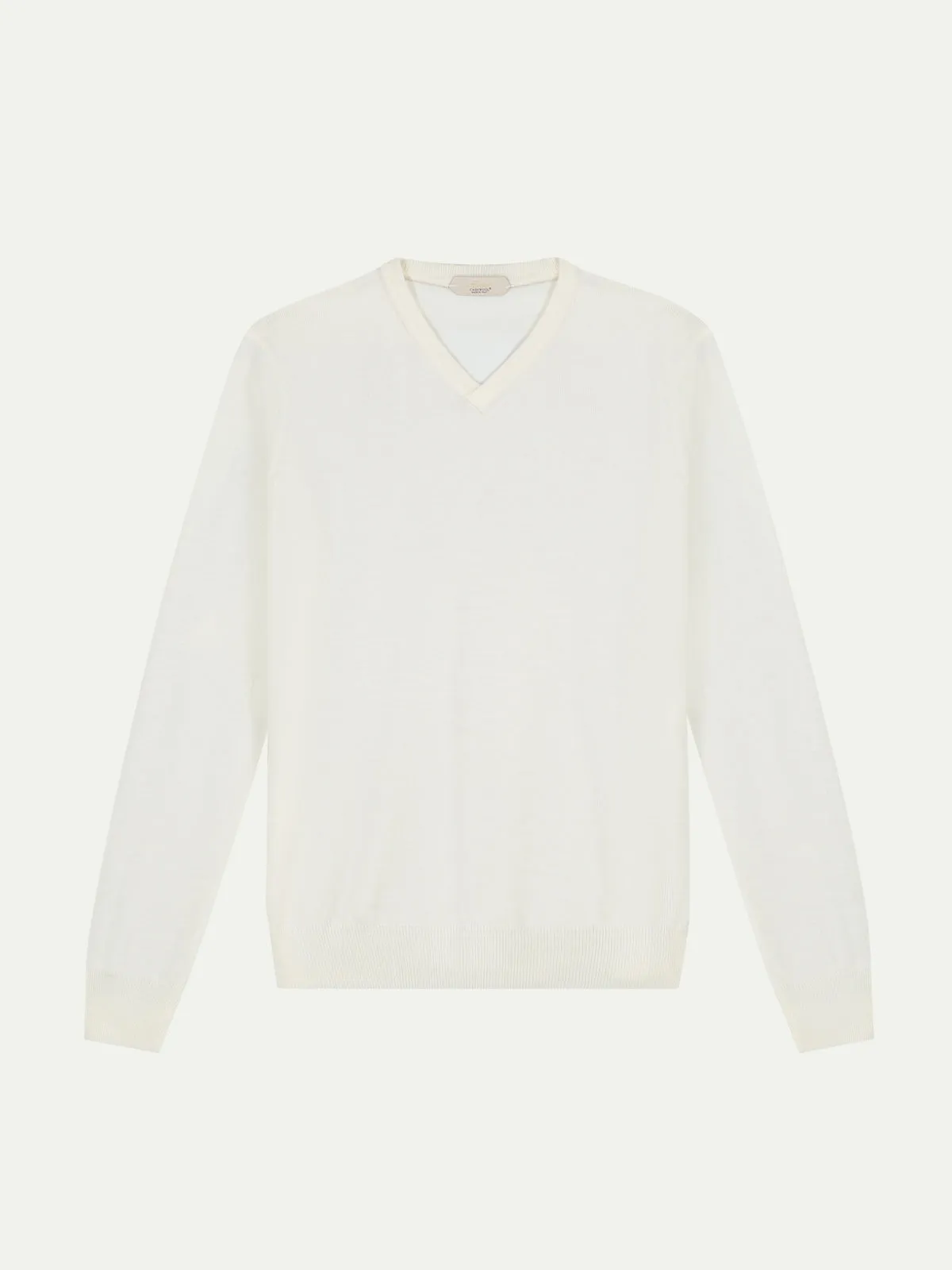 Extrafine Merino V-Neck Ivory sold by Aurelien