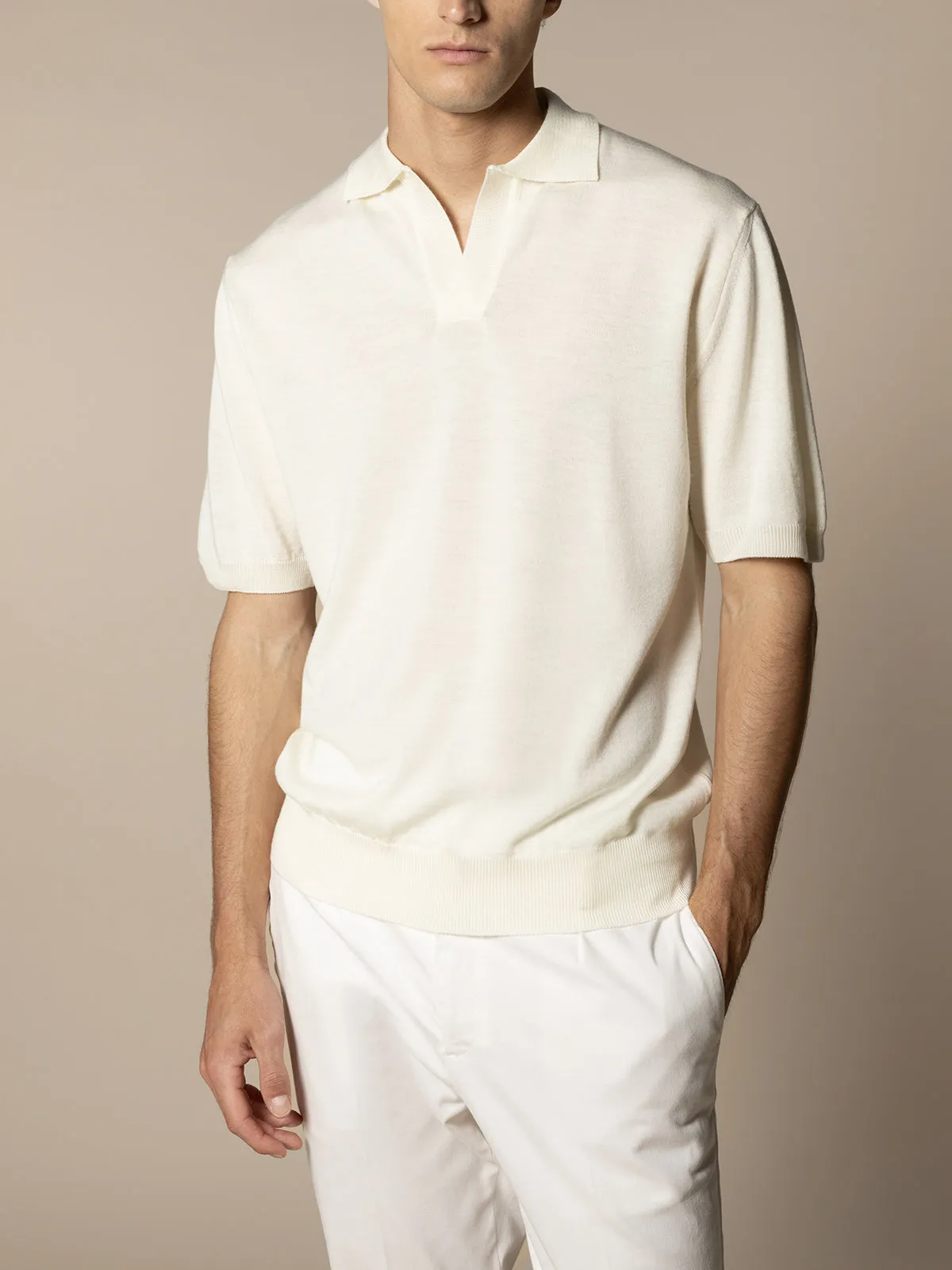 Shortsleeve Buttonless Polo Ivory sold by Aurelien product image thumbnail 2
