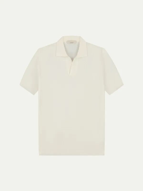 Shortsleeve Buttonless Polo Ivory made by Aurelien