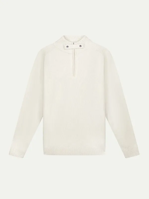 Ivory Voyager Zip-up Sweater made by Aurelien