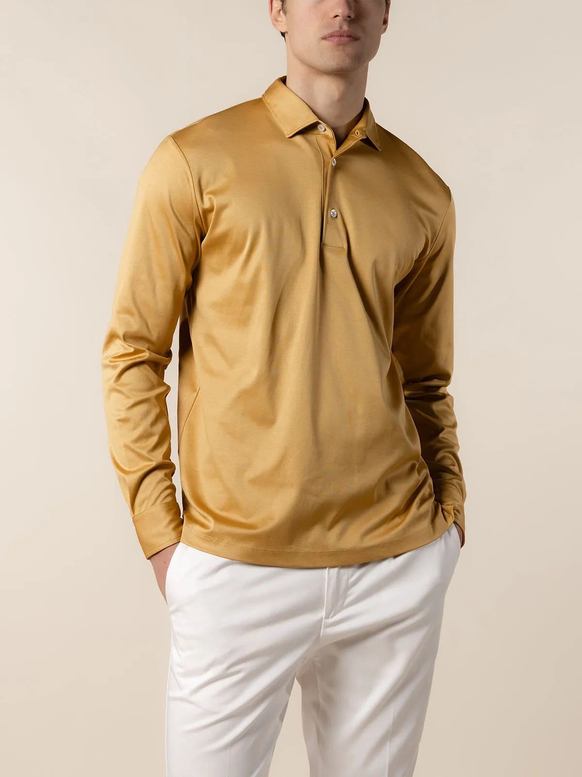 AUR1 Longsleeve Polo Saffron sold by Aurelien product image thumbnail 2