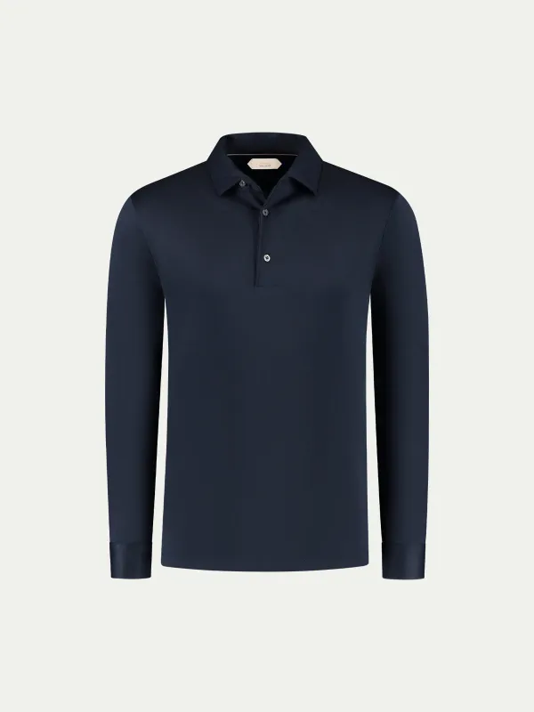 AUR1 Longsleeve Polo Navy made by Aurelien