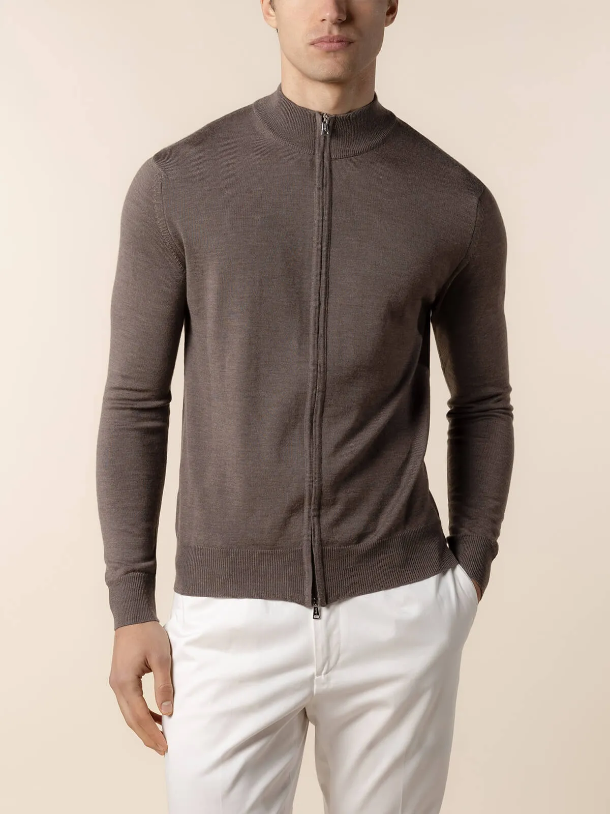 Extrafine Merino Zipper Vest Ash Grey sold by Aurelien product image thumbnail 2