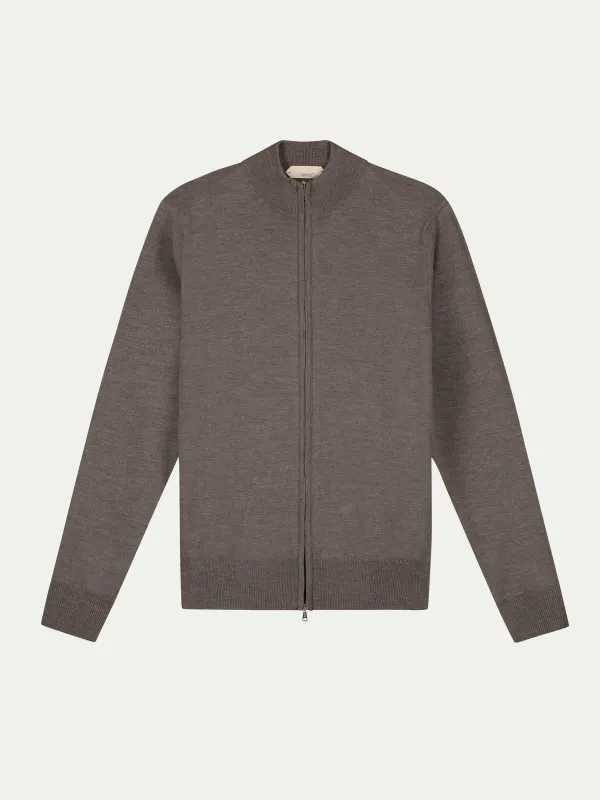 Extrafine Merino Zipper Vest Ash Grey made by Aurelien