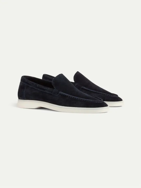 Lady Dark Blue Yacht Loafers made by Aurelien