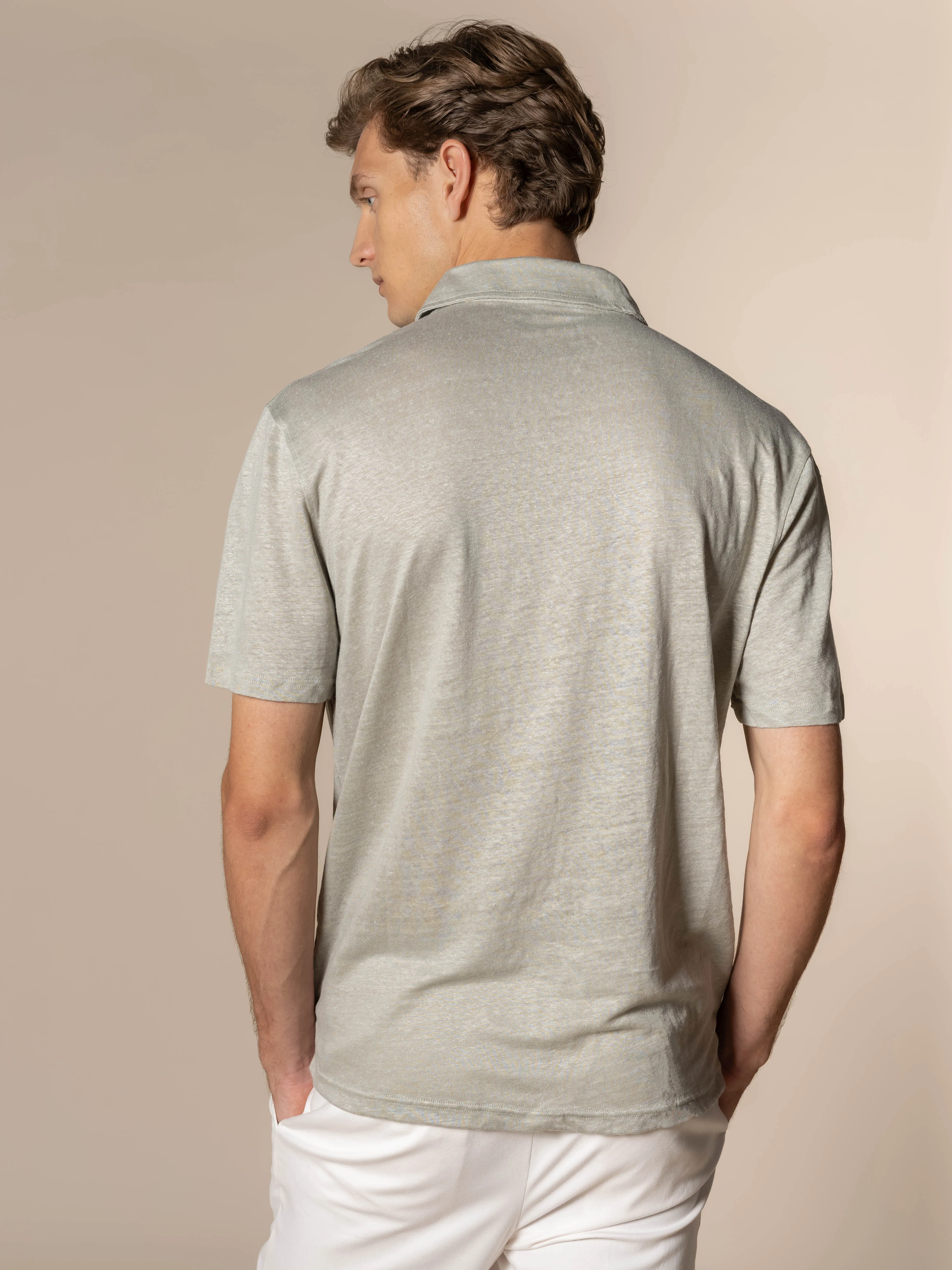 Leisure Green Linen Polo Shirt sold by Aurelien product image thumbnail 5