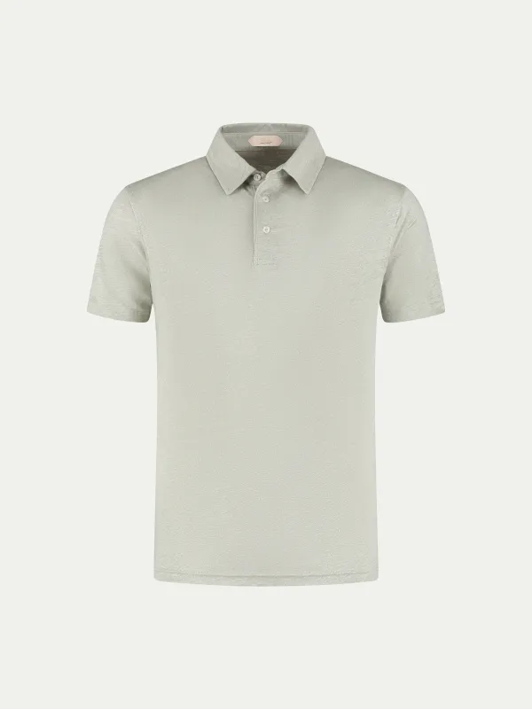 Leisure Green Linen Polo Shirt made by Aurelien