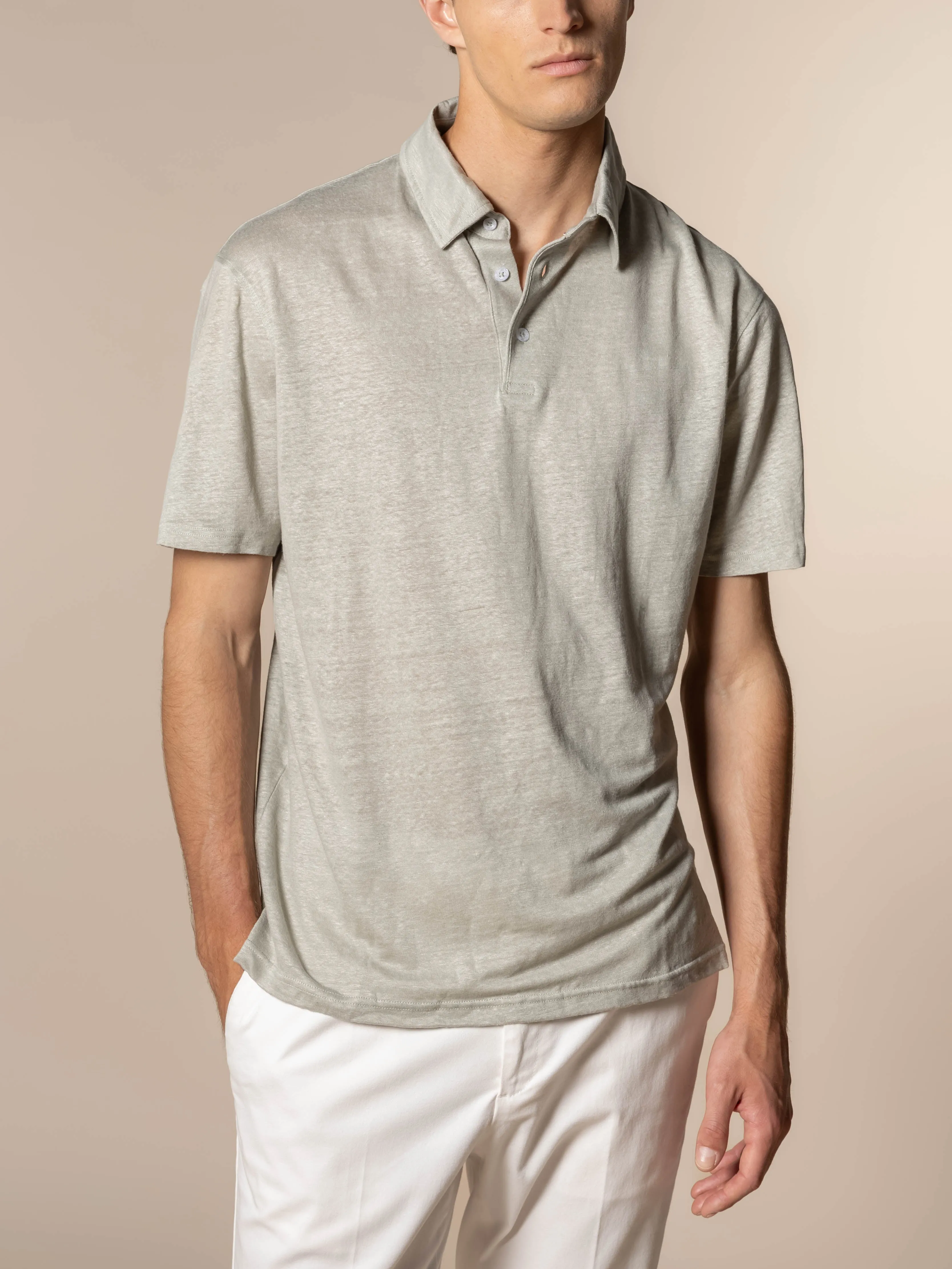 Leisure Green Linen Polo Shirt sold by Aurelien product image thumbnail 2