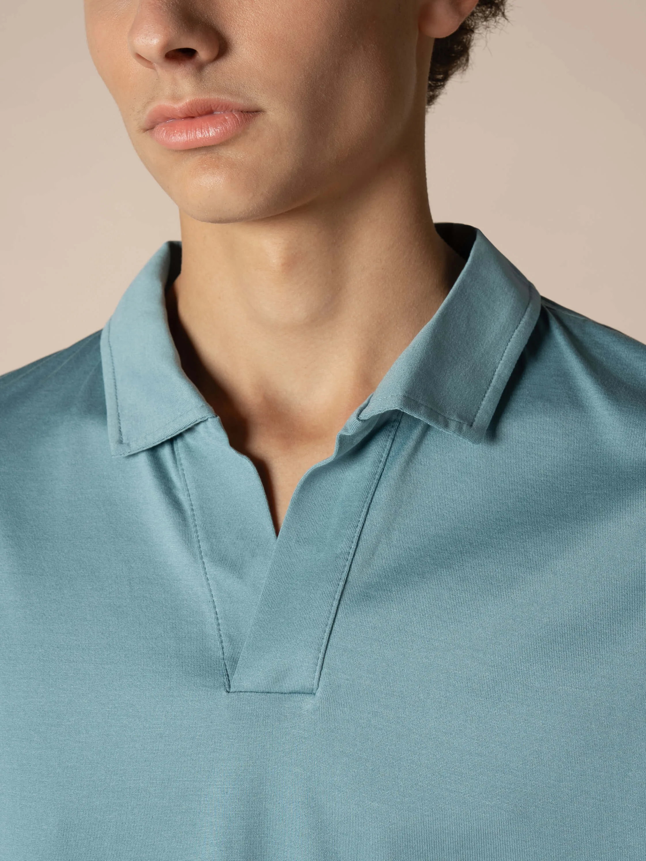 Petrol Buttonless Polo Shirt sold by Aurelien product image thumbnail 4