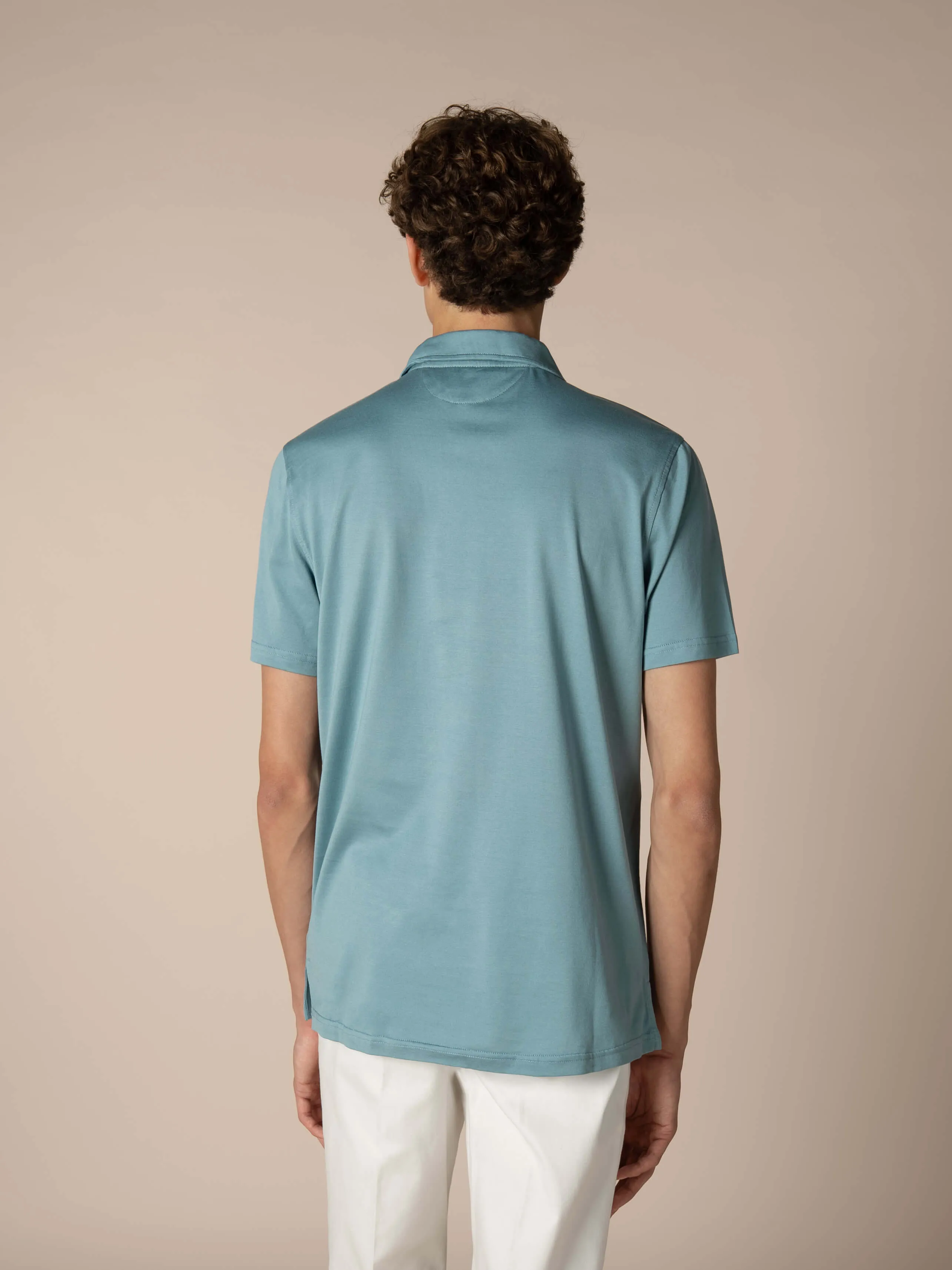 Petrol Buttonless Polo Shirt sold by Aurelien product image thumbnail 5