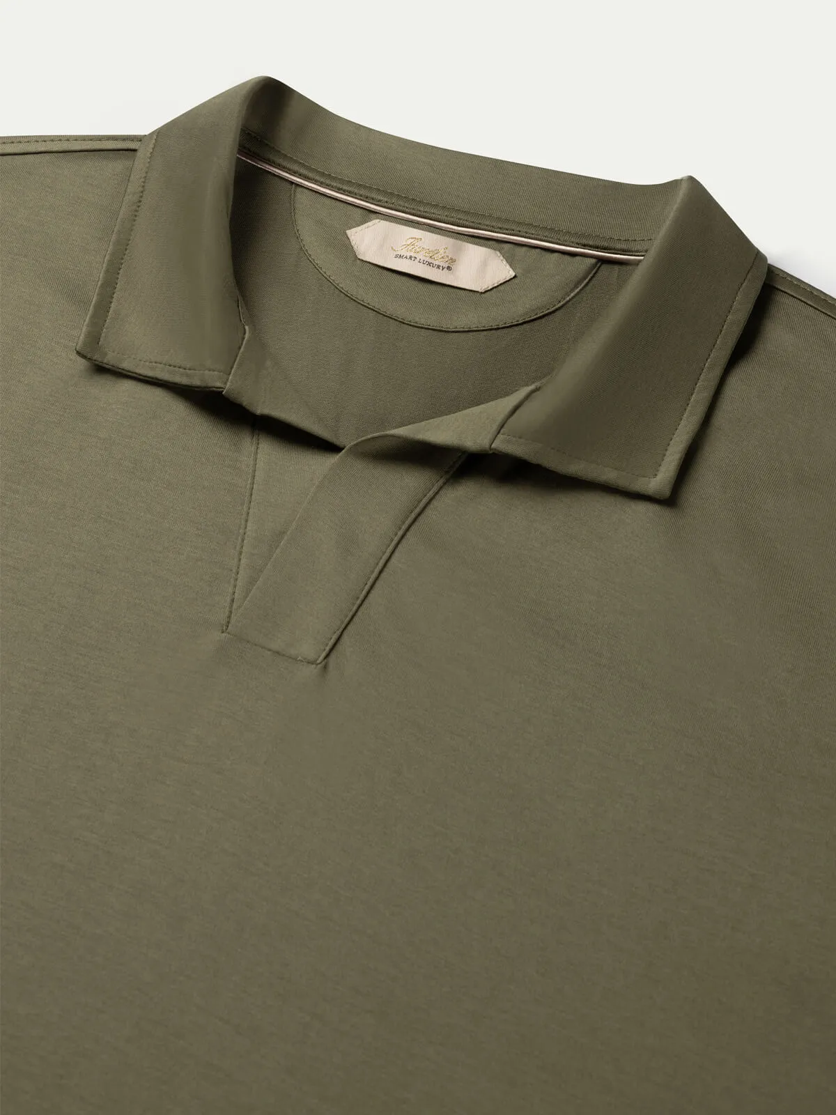 Olive Buttonless Polo Shirt sold by Aurelien product image thumbnail 2