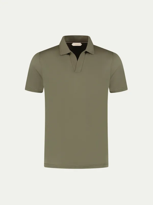 Olive Buttonless Polo Shirt made by Aurelien