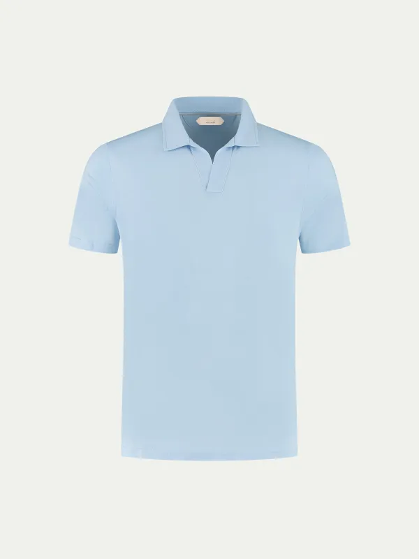 Light Blue Buttonless Polo Shirt made by Aurelien