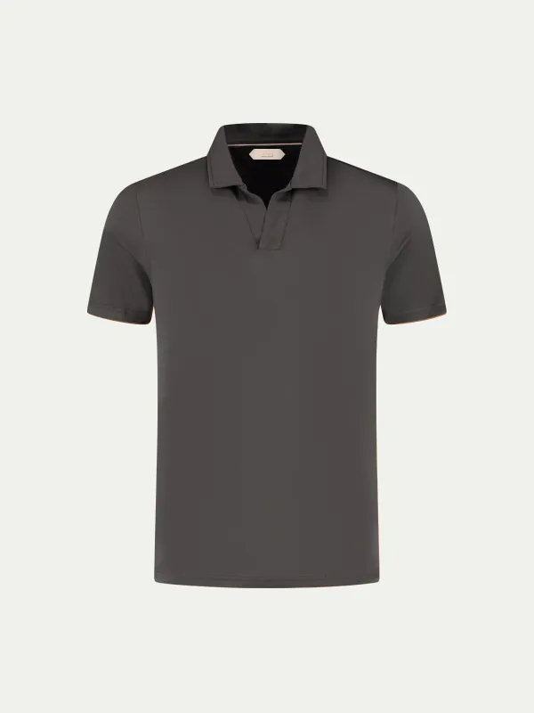 Dark Brown Buttonless Polo Shirt made by Aurelien