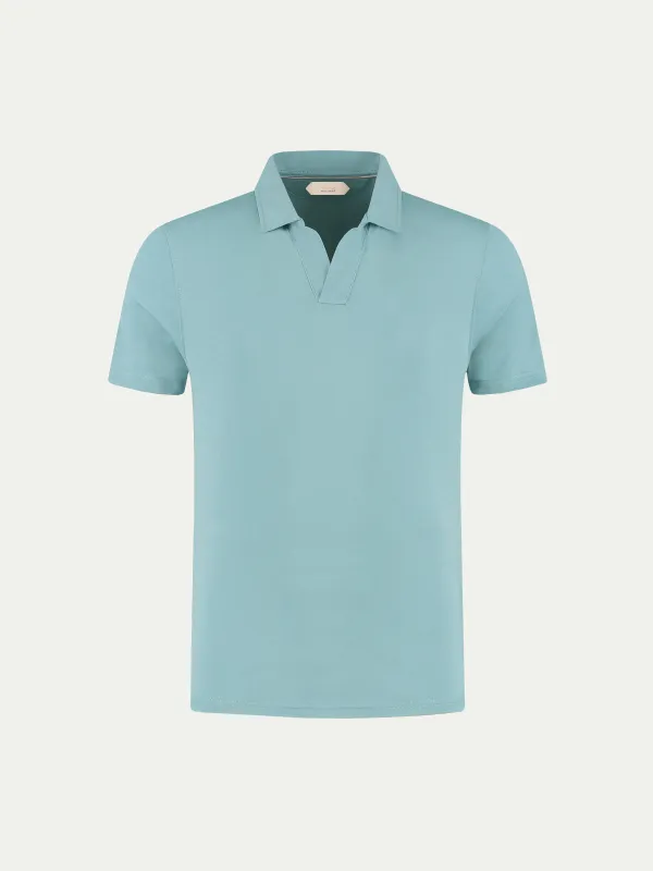 Blue Green Buttonless Polo Shirt made by Aurelien