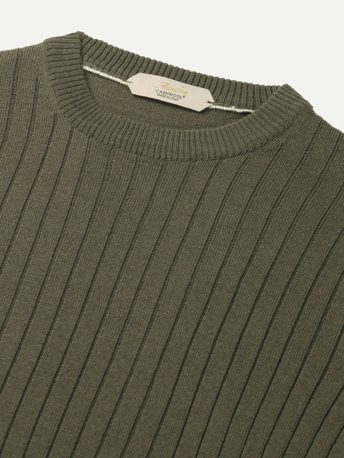 Olive Ribbed City Crew sold by Aurelien product image thumbnail 3