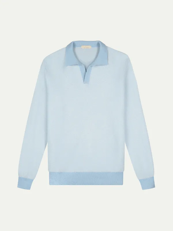 Light Blue Jaquard Polo made by Aurelien