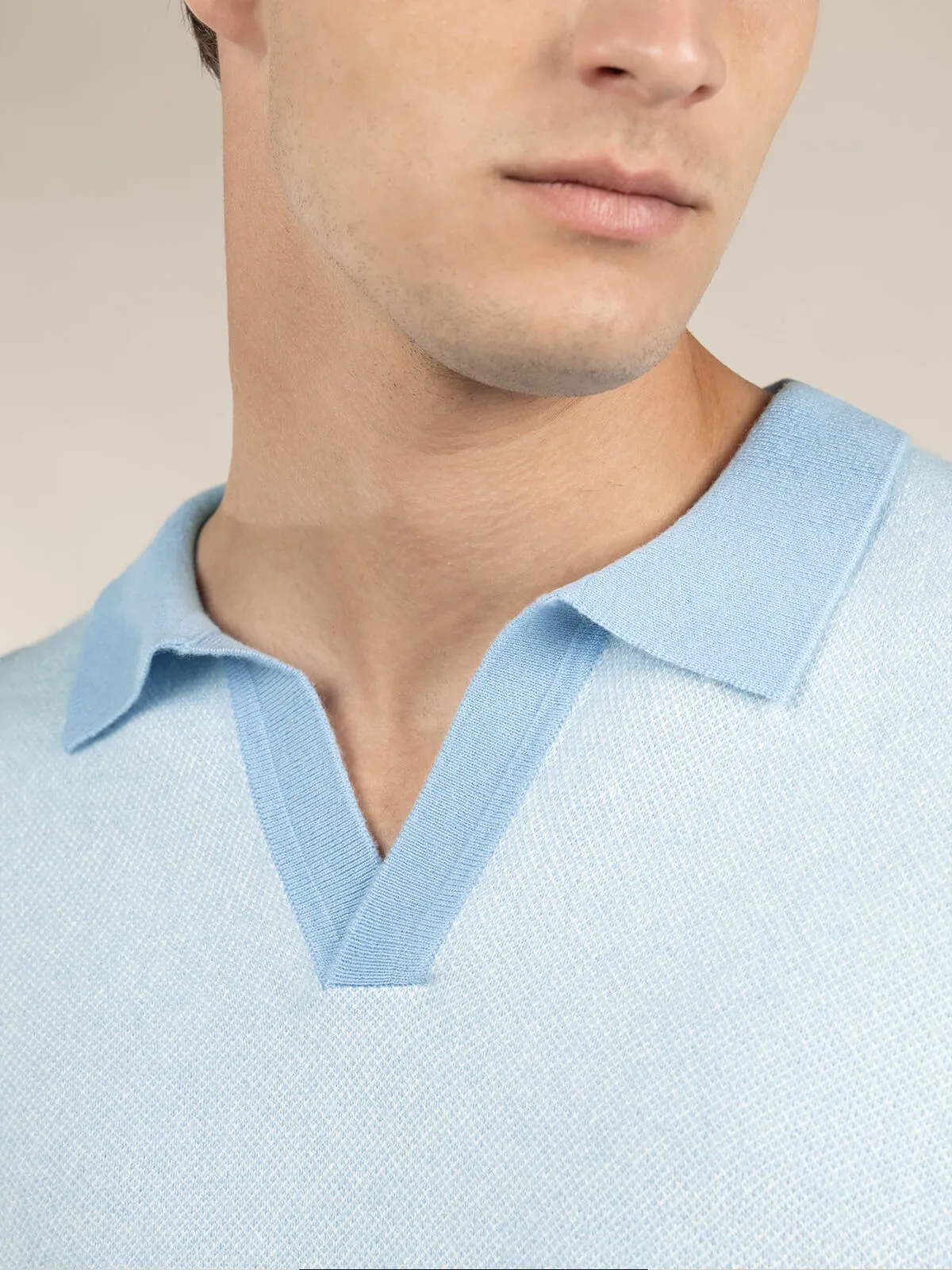Light Blue Jaquard Polo sold by Aurelien product image thumbnail 4
