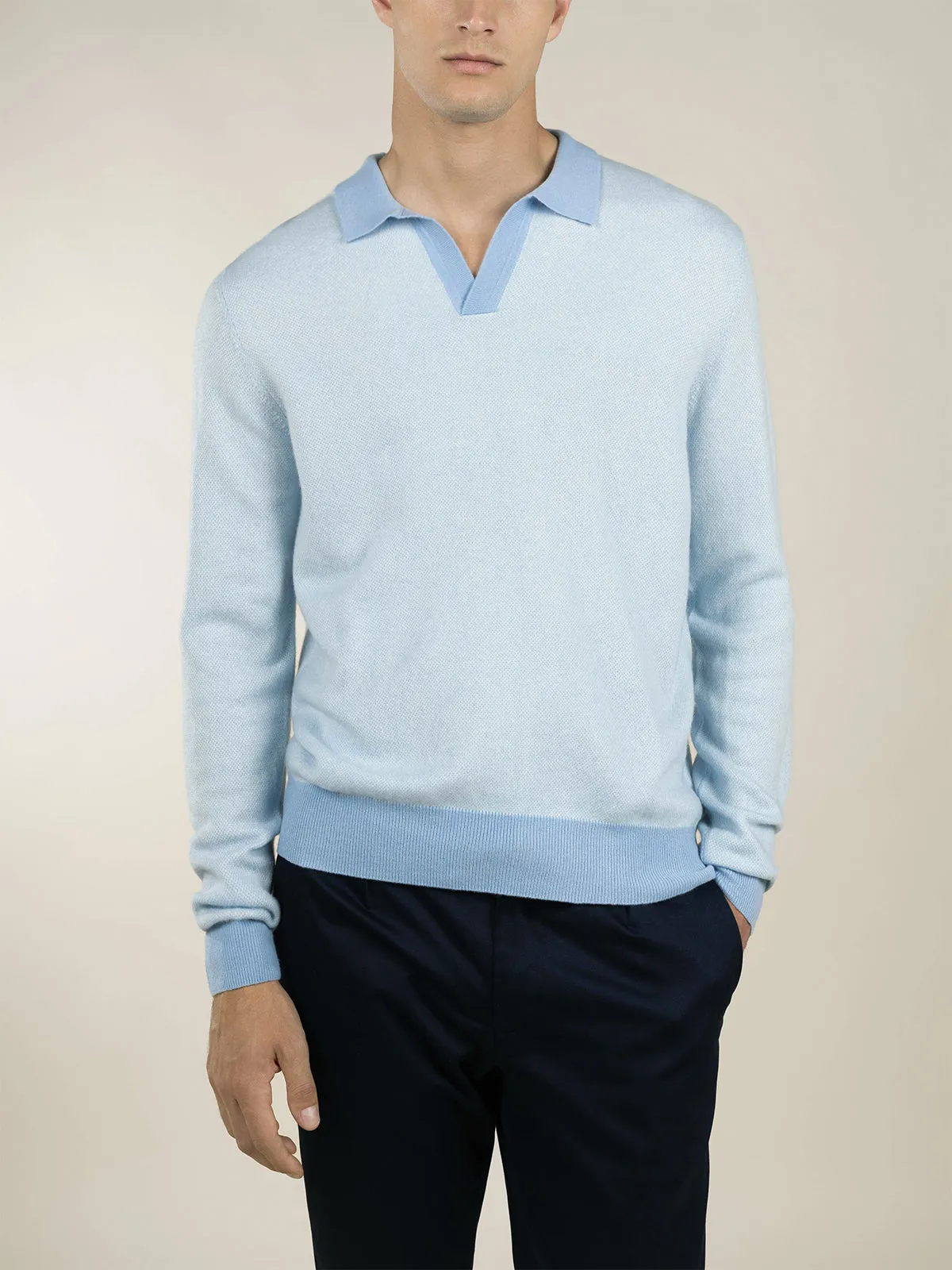 Light Blue Jaquard Polo sold by Aurelien product image thumbnail 2