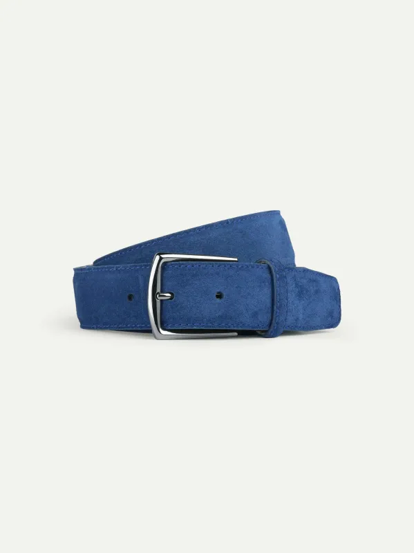 Ultramarine Suede Leather Belt made by Aurelien