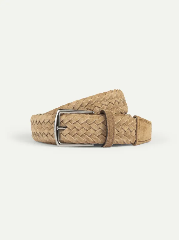 Beige Woven Suede Belt made by Aurelien