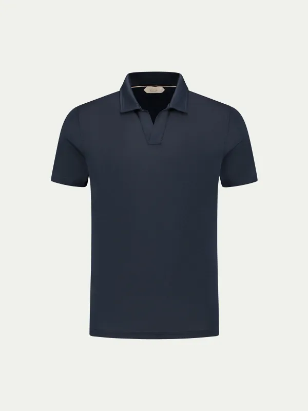 Navy Buttonless Polo Shirt made by Aurelien