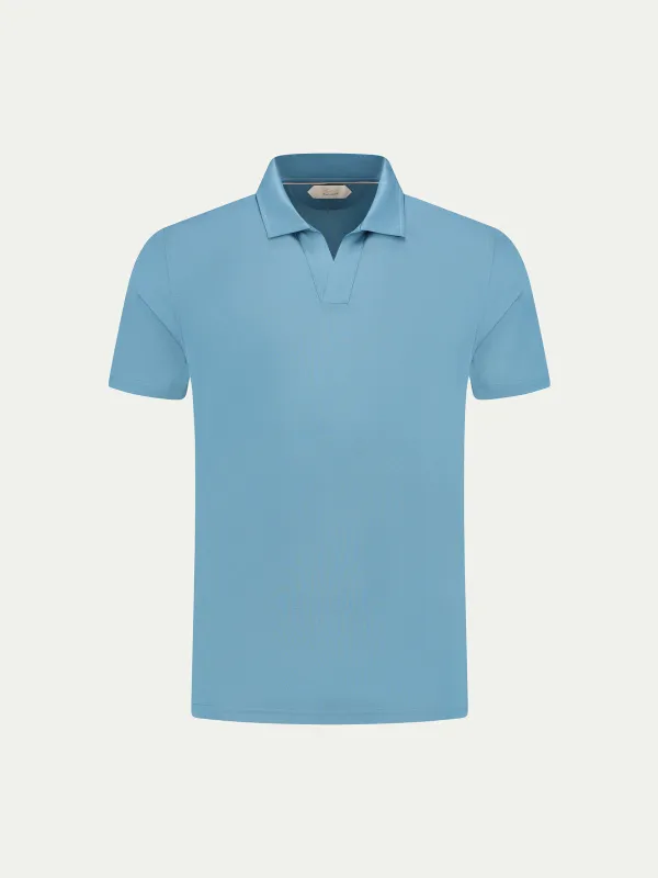 Sapphire Blue Buttonless Polo Shirt made by Aurelien
