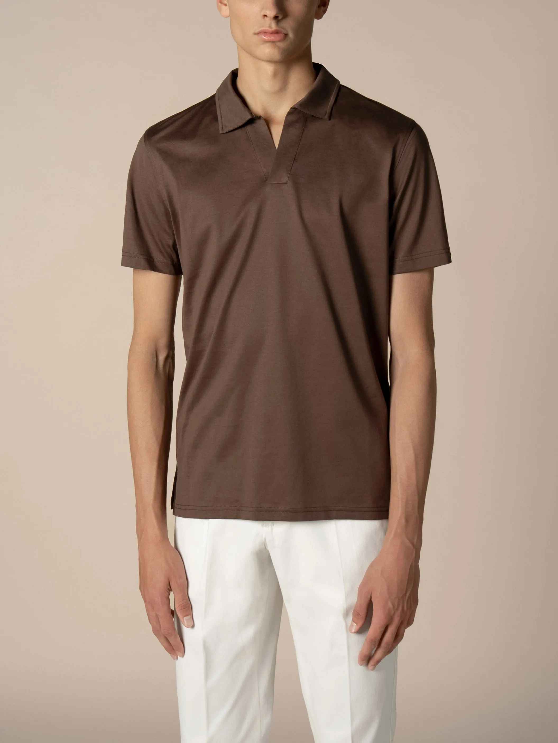 Chocolate Buttonless Polo Shirt sold by Aurelien product image thumbnail 2