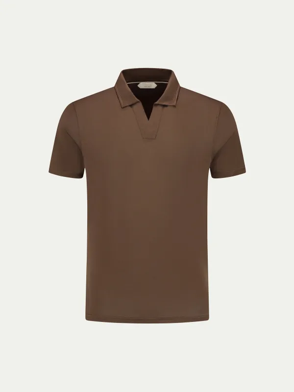 Chocolate Buttonless Polo Shirt made by Aurelien