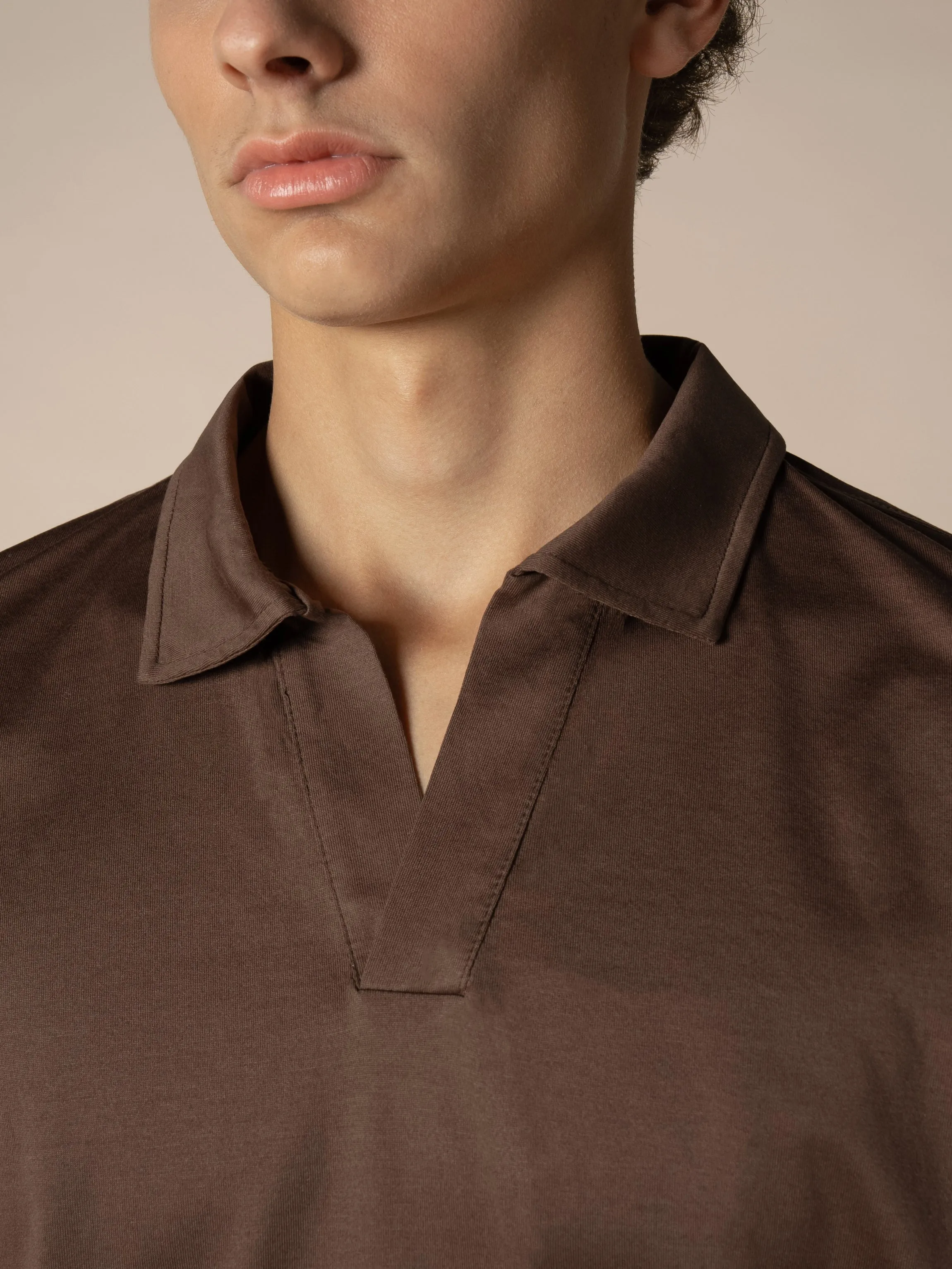 Chocolate Buttonless Polo Shirt sold by Aurelien product image thumbnail 4