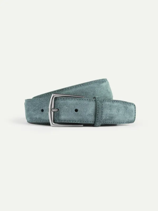Petrol Suede Leather Belt made by Aurelien