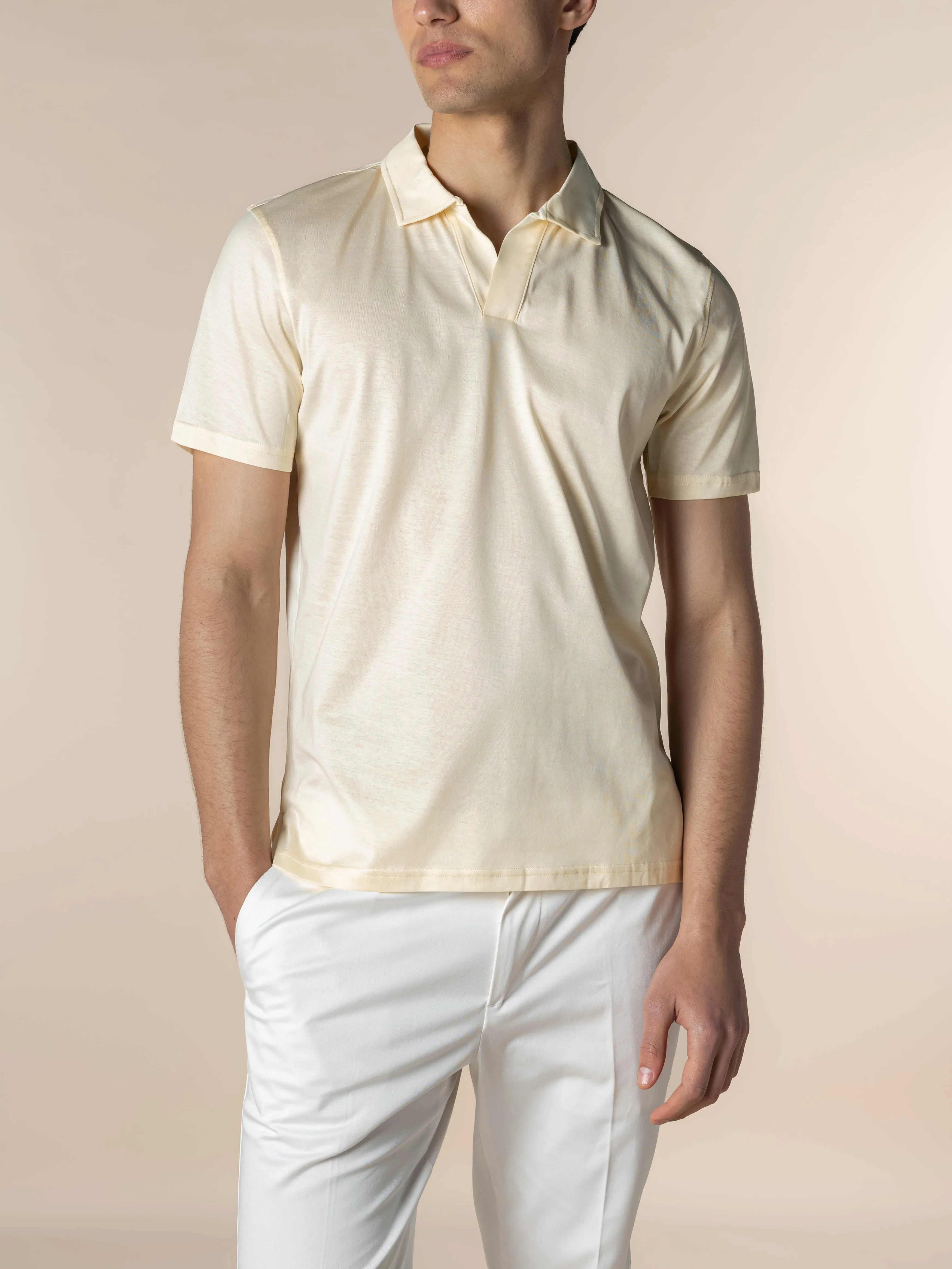 Vanilla Buttonless Polo Shirt sold by Aurelien product image thumbnail 2